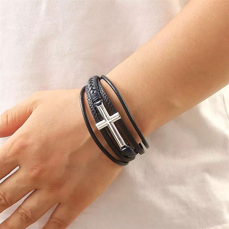 Jiayiqi Armband, Leder, Mehrfarbig, Herren - Bild 2