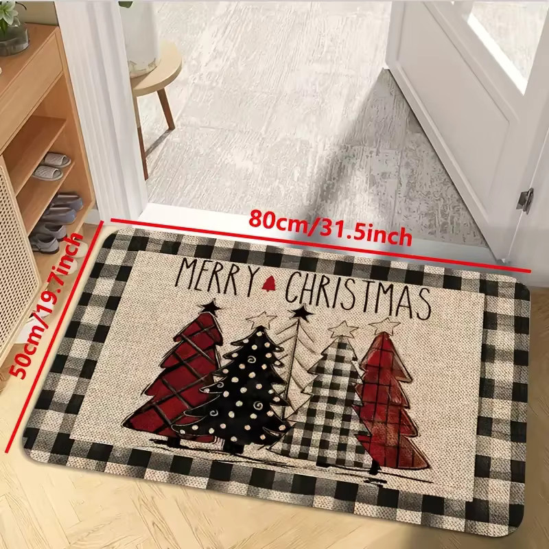 VIKAMA 2-teiliges Teppich-Set mit Weihnachtsbaum-Motiv in Multicolor, rutschfeste Fußmatten für Küche, Badezimmer und Eingangsbereich - Bild 2