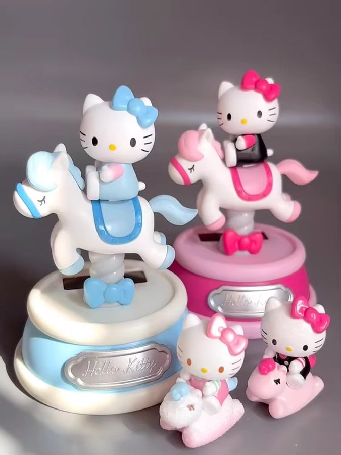 Hello Kitty Karussell Solarbetriebene Blind Box Sammelfigur Multicolor als Schreibtischdekoration für Kinder - Bild 3
