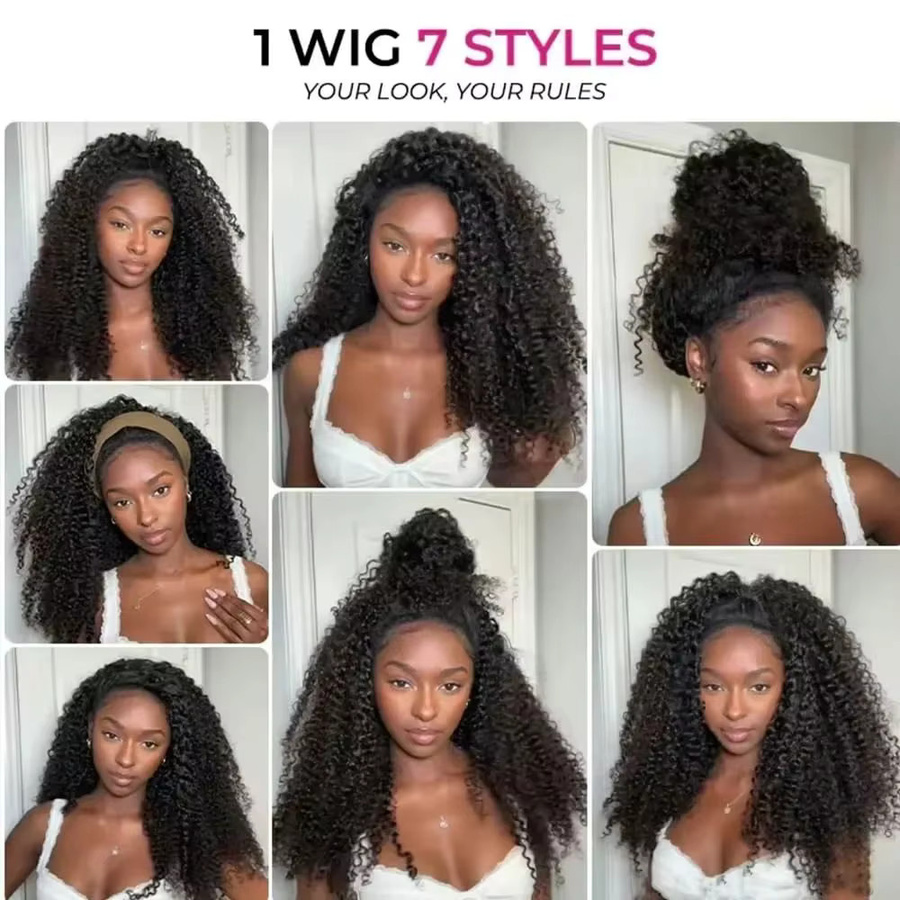 SUNPER QUEEN Halbperücke, Echthaar, Kinky Curly, mit Stirnband - Bild 3