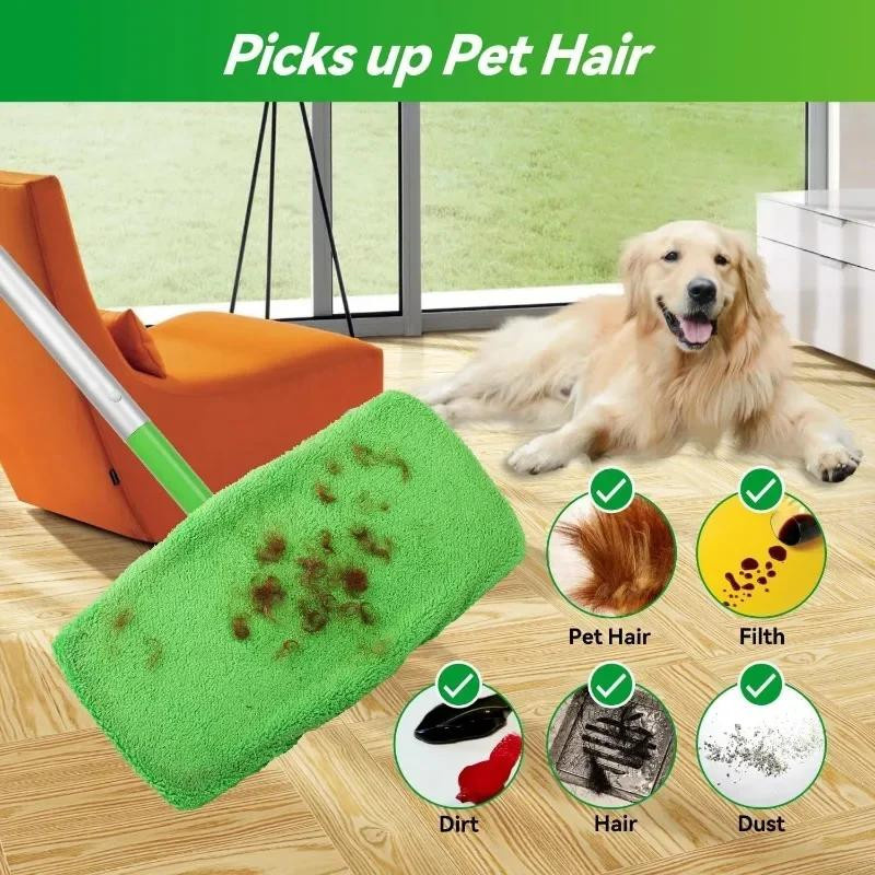DHDH Mikrofaser Mopptücher für die Trockenreinigung, wiederverwendbare und waschbare Mopp-Pads, Grün und Weiß - Bild 3