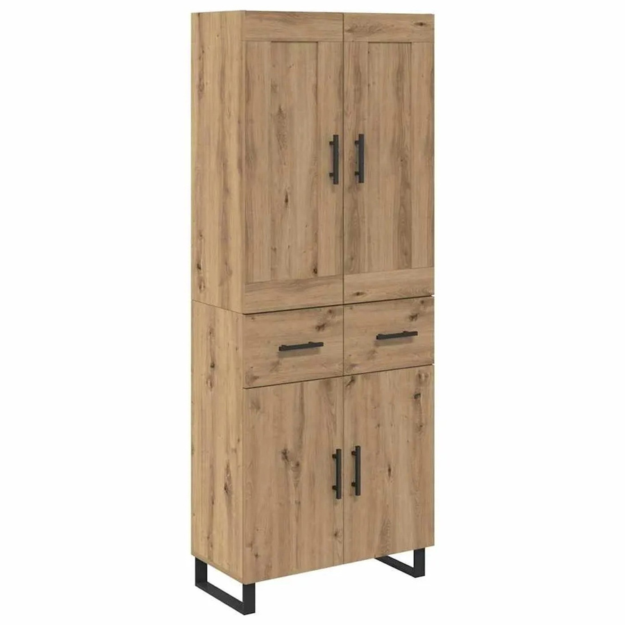 vidaXL Highboard Artisan-Eiche in Braun mit Türen und Schubladen, B/T/H: 69,5 x 34 x 180 cm - Bild 2