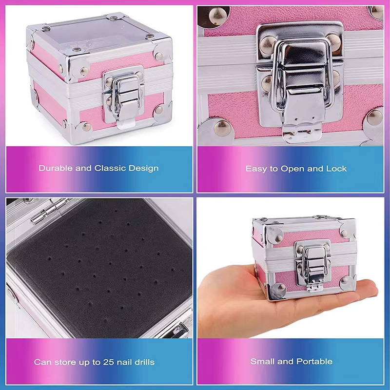 JEARLYU Nagelbohrer Halter Box, Aluminium, Metallic, 25 Löcher - Bild 2