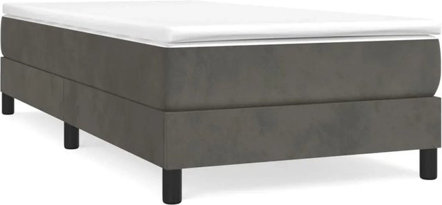 vidaXL Boxspringbett mit Matratze Dunkelgrau Samt B/T/H: 90 x 200 x 25 cm - Bild 1