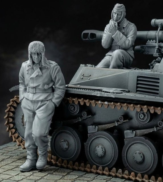 BAANFU History Hobby Miniatur-Panzermannschaft, Harzmodell-Figuren-Bausatz, 2-teiliges Set, Maßstab 1:35, unmontiert und unbemalt - Bild 1