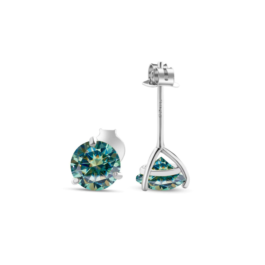 BIJOX STORY Ohrstecker 925 Silber, Moissanit, Damen, Rosa-blau - Bild 1