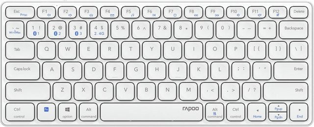 Rapoo E9600M Multimodus-Tastatur Bluetooth und RF Wireless QWERTZ Weiß - Bild 1