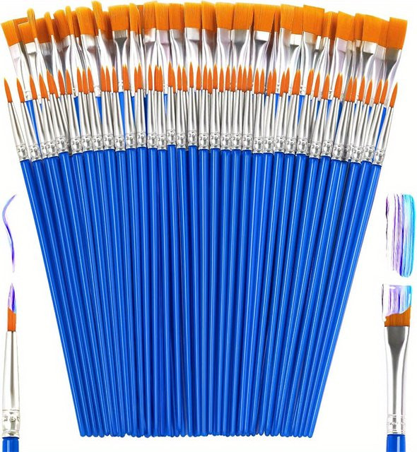 50-teiliges Malpinsel-Set von TWBEB mit Nylonhaar in Blau für Öl, Acryl und Aquarell - Bild 1