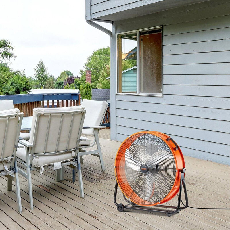 Vevor Trommelventilator 24 Zoll in Orange mit 3 Geschwindigkeiten und Timer aus Metall und Aluminium für die industrielle Nutzung - Bild 6