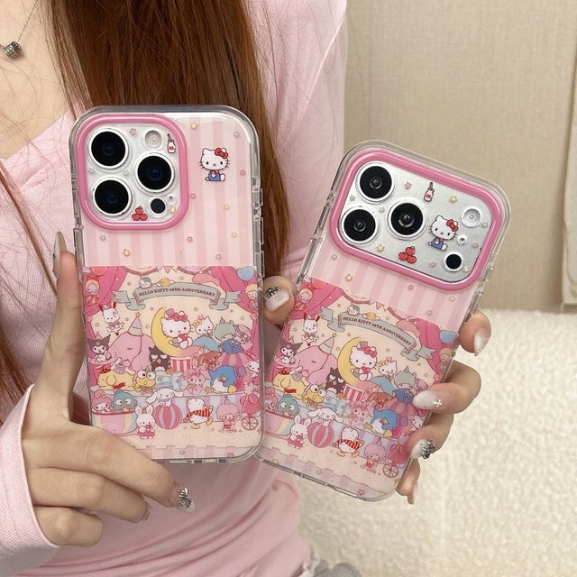 Sanrio Base Camp Handyhülle in Pink für iPhone 17 Pro, 17, 16 und 15 Pro Max mit feinem Streifenmuster - Bild 1