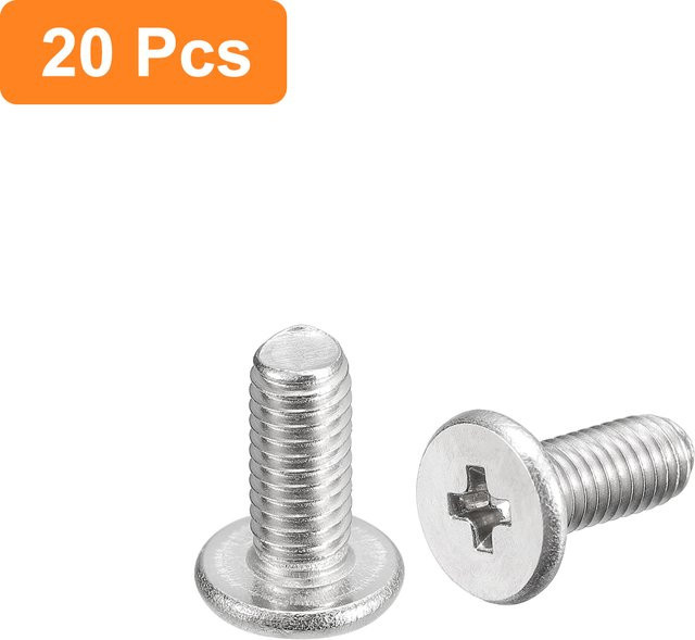 Uxcell 20 Stück Flachkopfschrauben M3 M5 aus Edelstahl 304 mit Kreuzschlitz in Silber - Bild 1