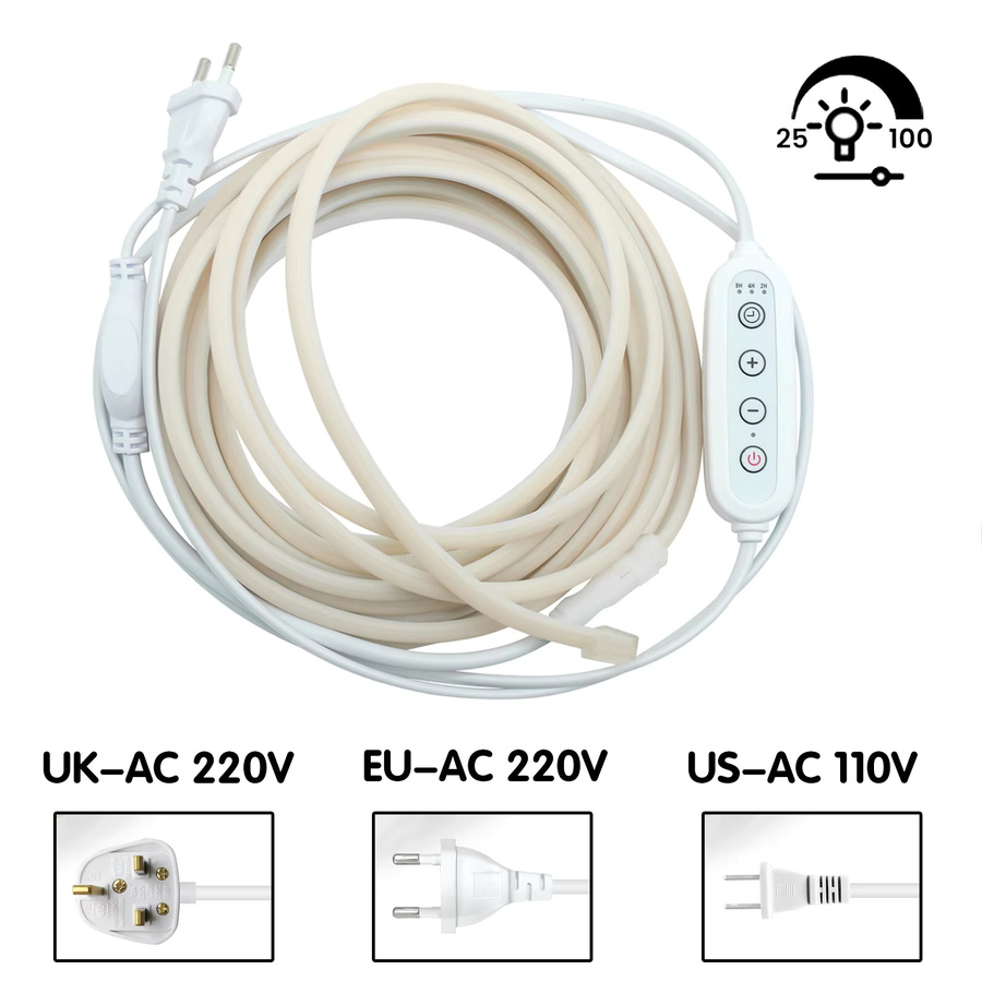 HEGEHE COB Neon LED Streifen Kit, dimmbar mit Timer, wasserdicht, 288 LEDs, weiß, AC 220V - Bild 4