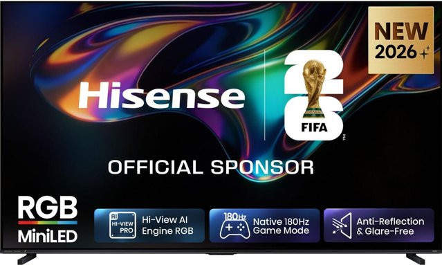 Hisense 100UR8DS RGB MiniLED Smart TV in Schwarz mit 4K UHD, Wi-Fi und Bluetooth - Bild 1