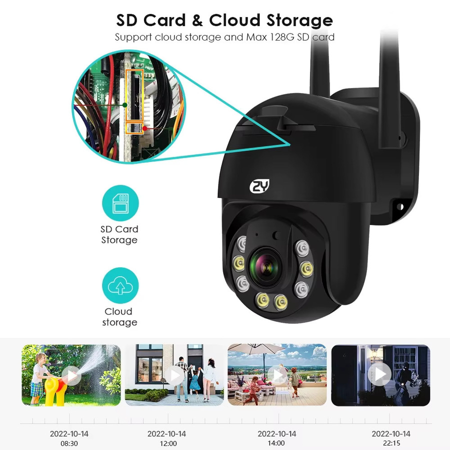 Zysecurity Outdoor Wifi Sicherheit Kamera mit 1080P Auflösung, AI Smart Auto Tracking, Speed Dome und IR Nachtsicht in Schwarz - Bild 6