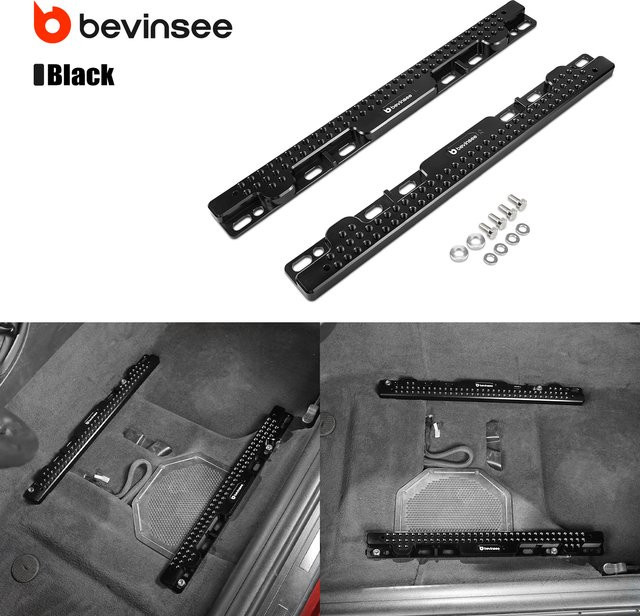 BEVINSEE Billet Sitzbodenhalterungsadapter schwarz, verstellbar für BMW E90 E91 E92 E82 (2005-2013) - Bild 1