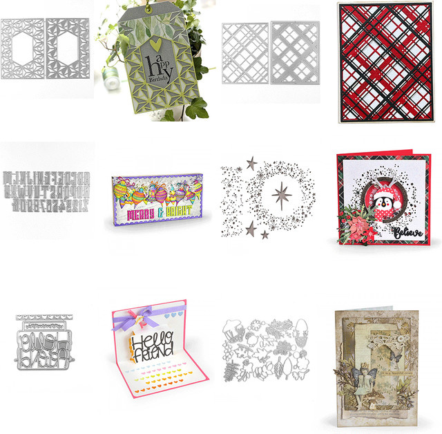 Metall Stanzformen in Silber für DIY Kartenherstellung und Scrapbooking mit Sternen und Buchstaben zur Prägung - Bild 1