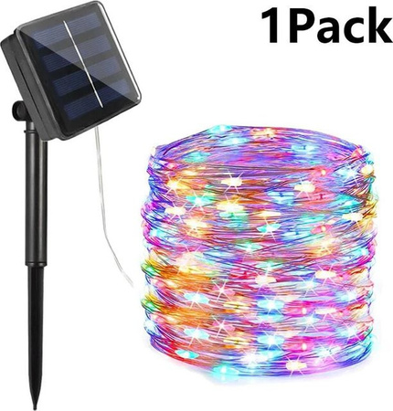 MnnWuu Solar LED Lichterkette RGB Multicolour Wasserdichte Outdoor String Lights mit Dämmerungssensor für Garten und Weihnachtsdeko, 5m