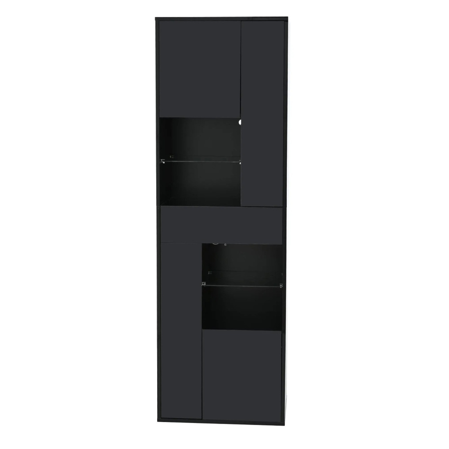 okwish Vitrine mit LED-Beleuchtung und Schubladen in Schwarz, B/T/H: 55 x 38 x 170 cm - Bild 2