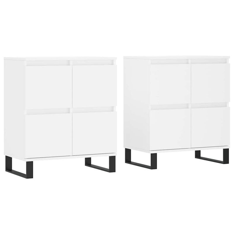 Vidaxl Schränke im 2er-Set, Weiß, Holzwerkstoff, Klassisches Design mit Schwenktüren und freistehender Bauweise - Bild 2