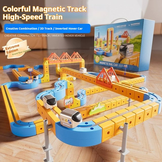 RTBXF Magnetisches Gleis Zug Set mit Fahrzeugen in Mehrfarbig für Kinder ab 3 Jahren - Bild 1