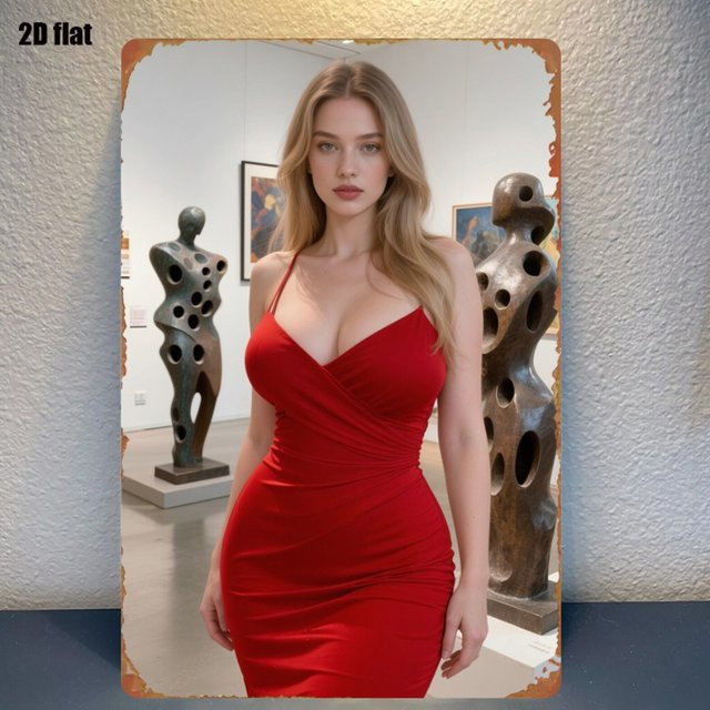 Abstrakte Metall-Wanddekoration Rotes Kleid von CIFBUY in Rot, Rechteckig, Breite: 20,32 cm, Höhe: 30,48 cm - Bild 1