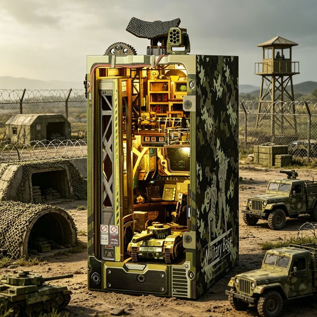 Zuuton Militärbasis Tarnmuster Buch Nook, 3D Puzzle, mit LED Licht, Holz - Bild 1