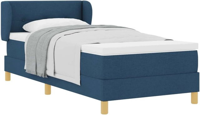 vidaXL Boxspringbett mit Matratze und Kopfteil in Blau, B/T/H: 90 x 200 cm - Bild 1