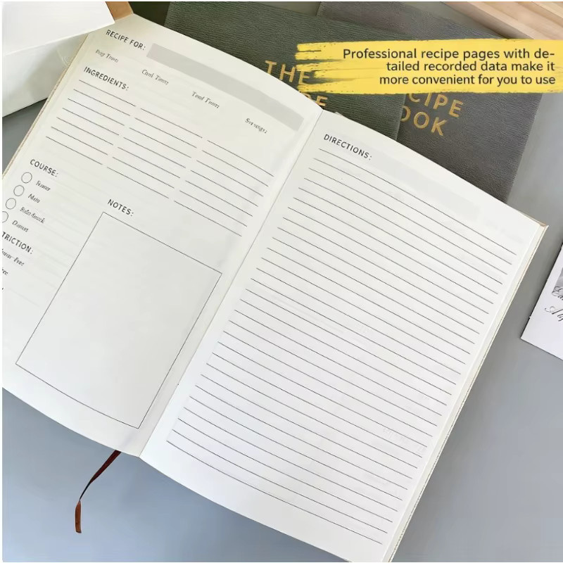 A5 Rezeptbuch mit Hardcover in Beige aus Stoff für deine Rezepte und Küchennotizen - Bild 3