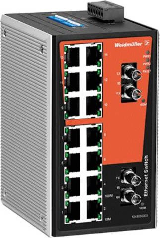 Weidmüller Industrial Ethernet Switch IE-SW-VL16T-14TX-2ST in Schwarz mit 100 Mbit/s und Ethernet/LAN - Bild 1