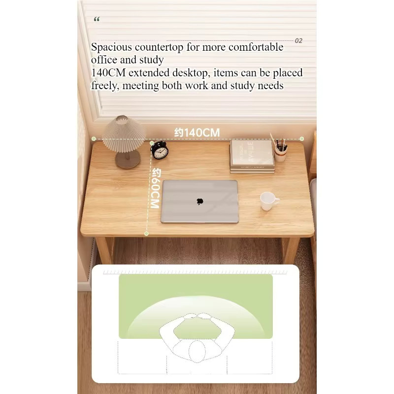 LIUSHADUOLA Schreibtisch aus massivem Holz in Braun, Wandmontierter Computertisch für Schlafzimmer und Home-Office - Bild 3