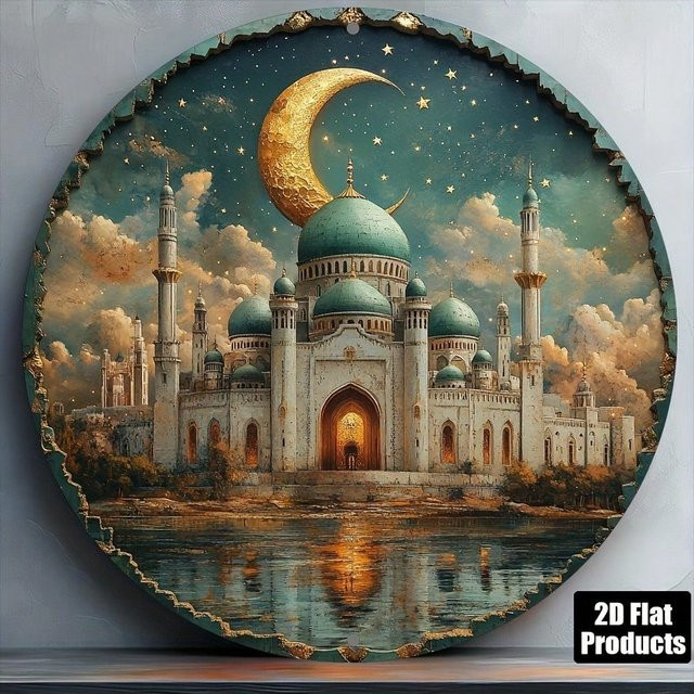 Rundes Metallschild CIFBUY im Vintage-Stil mit Mond-Motiv, Mehrfarbig, Durchmesser: 20,32 cm - Bild 1