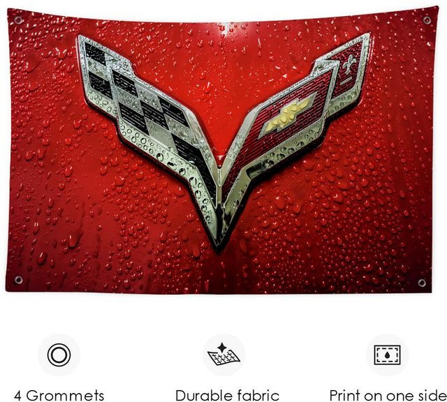 C-CORVETTE Wandbehang Game CAR Flags Kunstbanner in Schwarz-Rot mit abstraktem Grafikdesign für dein Zuhause oder Outdoor - Bild 1