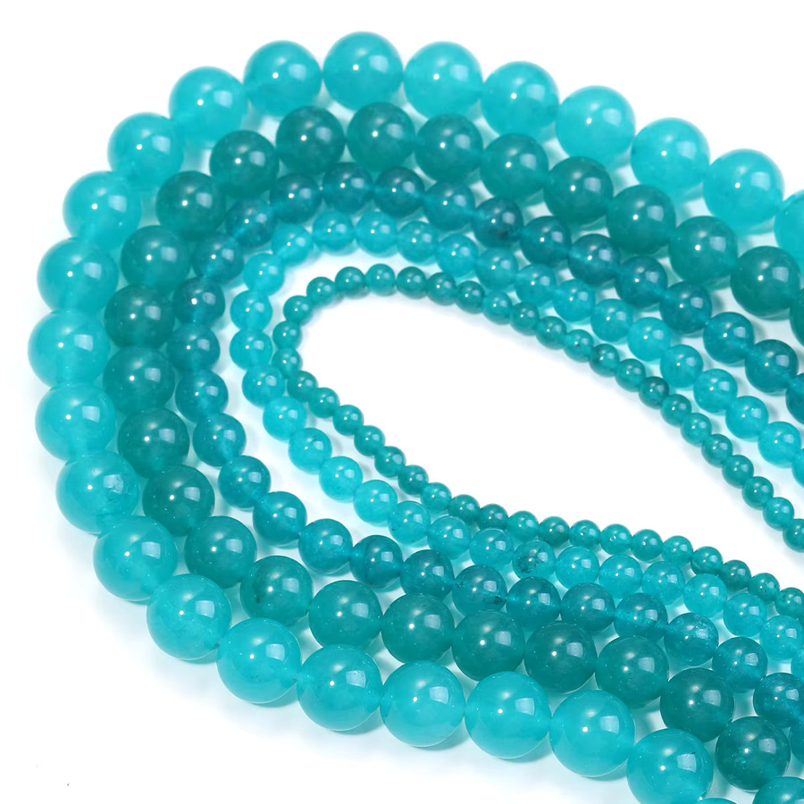 SANSWL Perlen, Amazonit, blauer Chalcedon, rund, DIY-Charms - Bild 3