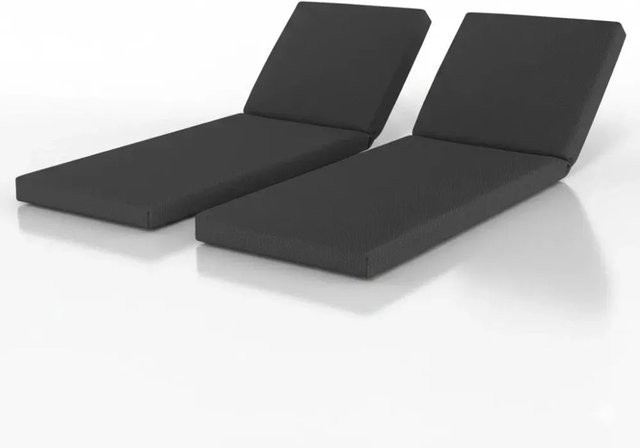 Beautissu 2er Set Wasserdichte Deckchair Auflagen in Anthrazit B: 60 cm, H: 190 cm - Bild 1