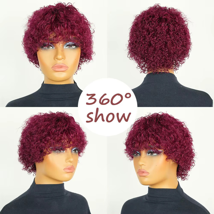 OYM HAIR Bob-Locken-Pixie-Perücke, Echthaar, Damen, Retro-Locken - Bild 4