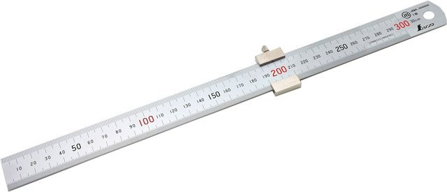 Shinwa 76752 Edelstahllineal mit Anschlag, Farbe: Silber, Länge: 30 cm - Bild 1