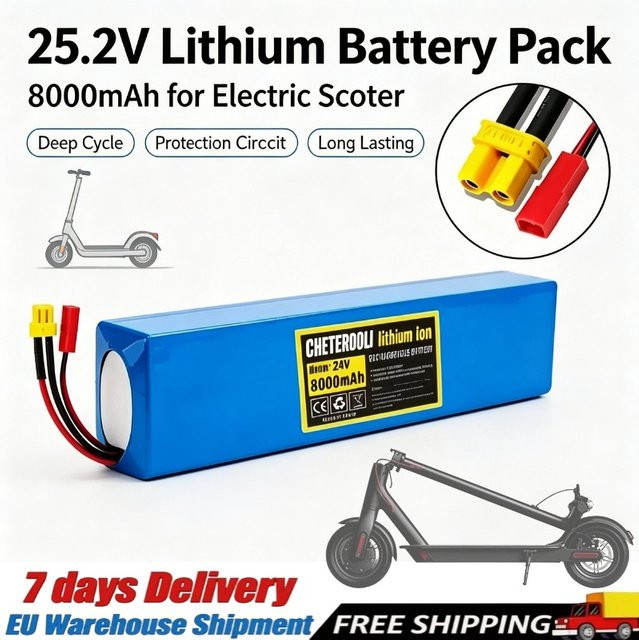 Aleaivy Lithium-Ionen-Ersatzakku 25,2 V 7S2P 8000 mAh für Elektroroller, Farbe: Blau - Bild 1
