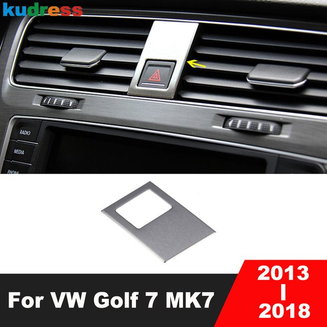 Kudress Zubehör für Volkswagen VW Golf 7 MK7 2013-2018 Doppel Blitzlicht Notfall Licht Taste Rahmen Abdeckung Trim in Silber - Bild 1