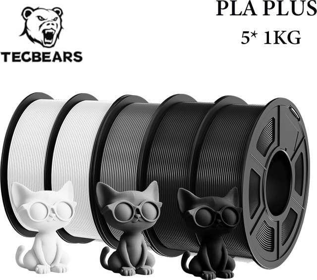 TECBEARS PLA+ 3D-Drucker-Filament Set, Matte Ausführung, 1,75 mm, 5 kg (5 Rollen) - Bild 1