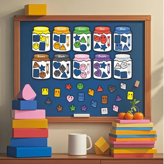 Magnetisches Wortkarten-Set in 10 Farben mit Bonbonflaschenform zur Klassifizierung und Geometrie-Zählung aus Kunststoff - Bild 1