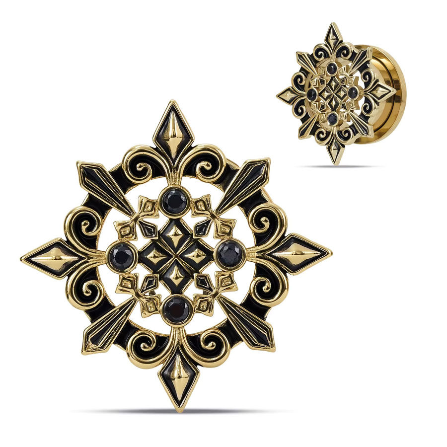 KUBOOZ Ohrstöpsel Edelstahl, Blumen, Edelstein-Inlay, Unisex - Bild 4