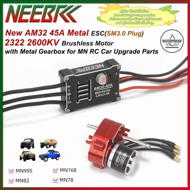 NEEBRC Outrunner Bürstenloser Motor AM32 45A Metall ESC mit Metallgetriebe, Zubehör - Bild 1