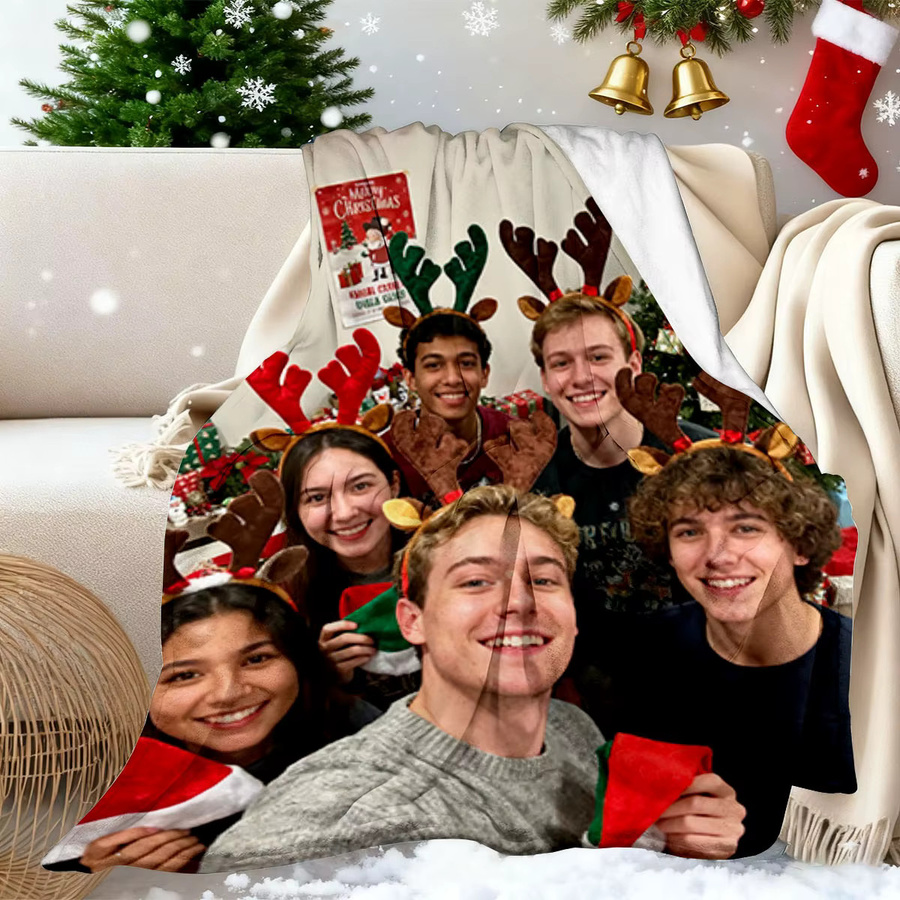 Personalisierte Weihnachts-Fotodecke von SRH aus weichem Flanell, individuell gestaltbare Fotodecke in Multicolour für Sofa und Bett - Bild 6