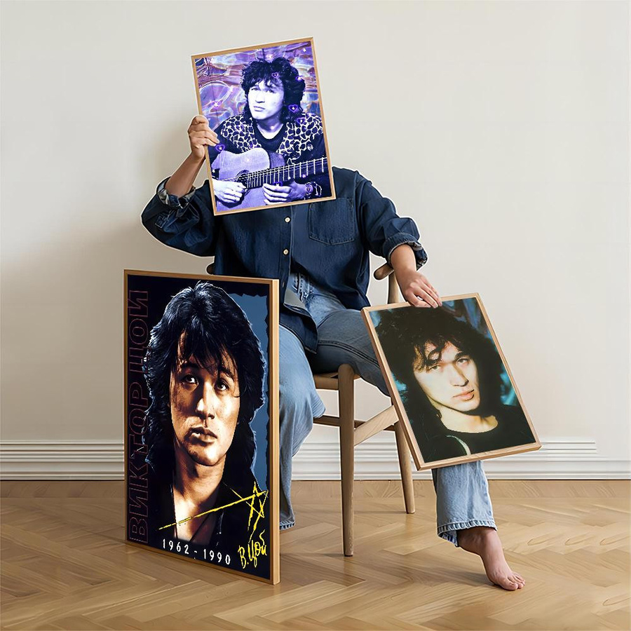 Viktor Tsoi Retro Poster im Vintage-Stil als ästhetische Wanddeko aus Kraftpapier, B/H: 21 x 30 cm, Multicolor - Bild 1