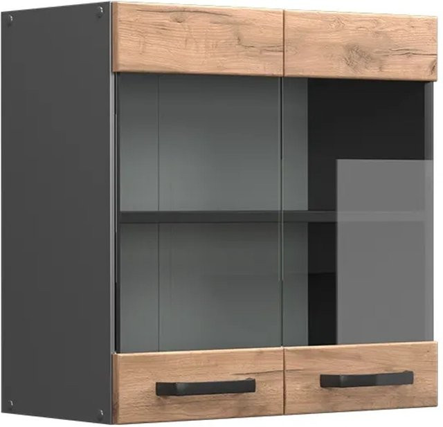 Vicco Küchenglasschrank R-Line Glashängeschrank Goldkraft Eiche/Anthrazit Breite: 60 cm - Bild 1