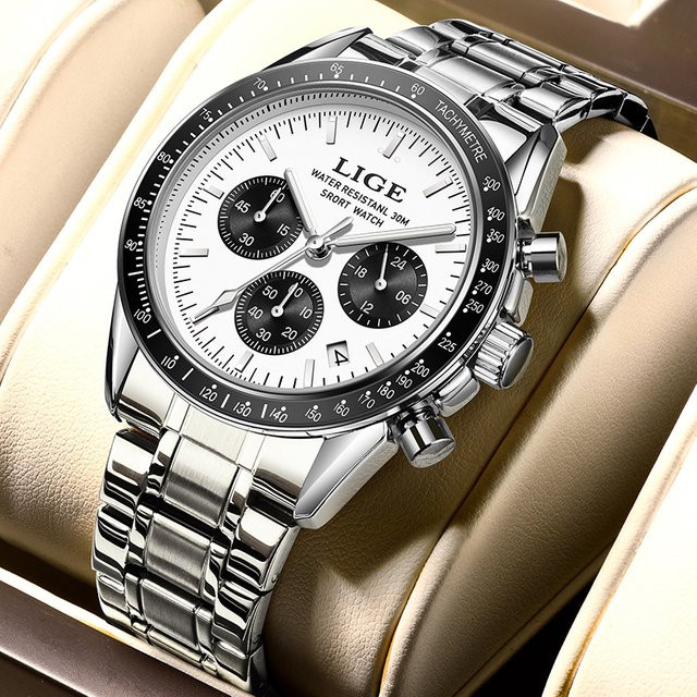 LIGE Armbanduhr, Quarz, Edelstahl, Silber, Herren - Bild 1
