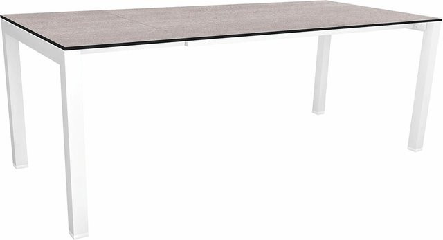Stern Ausziehtisch Silverstar Stone light aus Aluminium in Weiß mit Tischplatte in Stone light, B/T: 90 x 160/210 cm - Bild 1