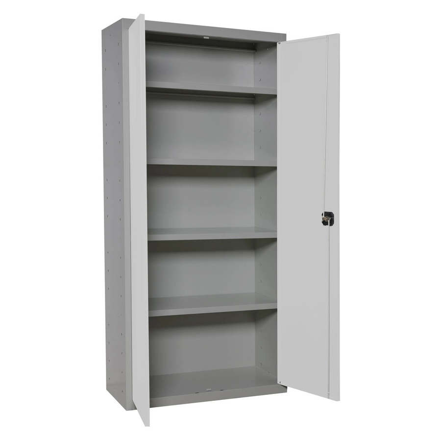 PROREGAL Stahlschrank AMEGO Metallschrank mit Flügeltüren in Weiß-Grau, Höhe: 180 cm, Breite: 80 cm, Tiefe: 40 cm - Bild 2