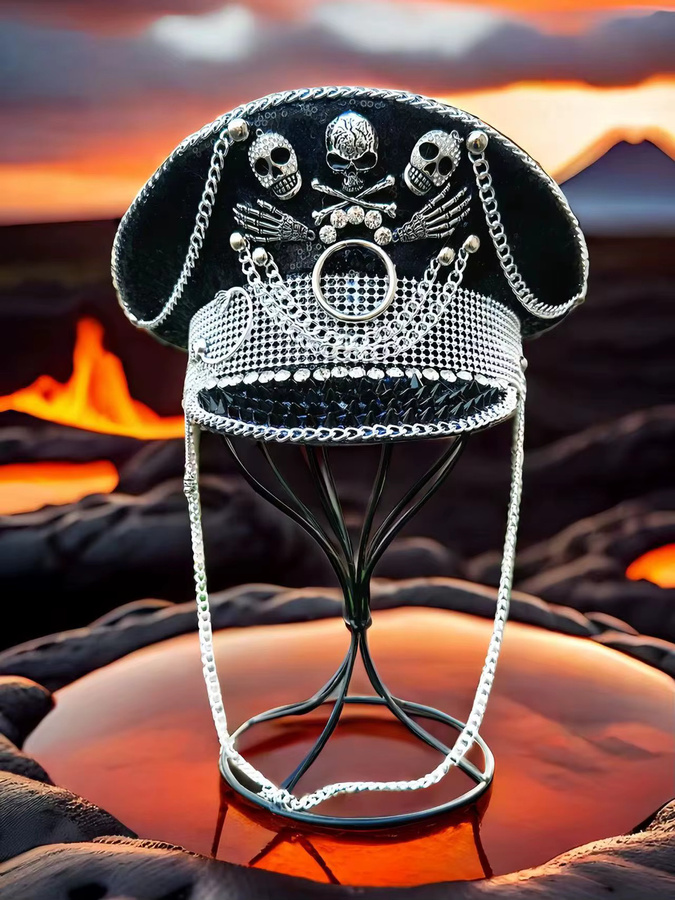 HongLuan Totenkopfkette, Silber, Schwarz, Unisex - Bild 7