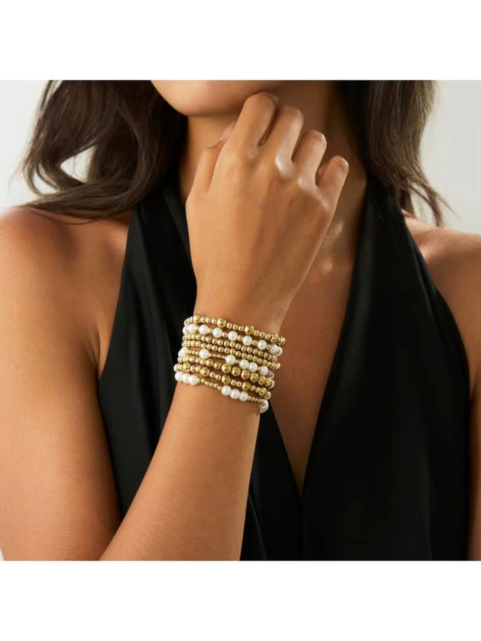 N5KA Armband-Set, Perlen, Kreuze Charm, Gold, Unisex - Bild 4